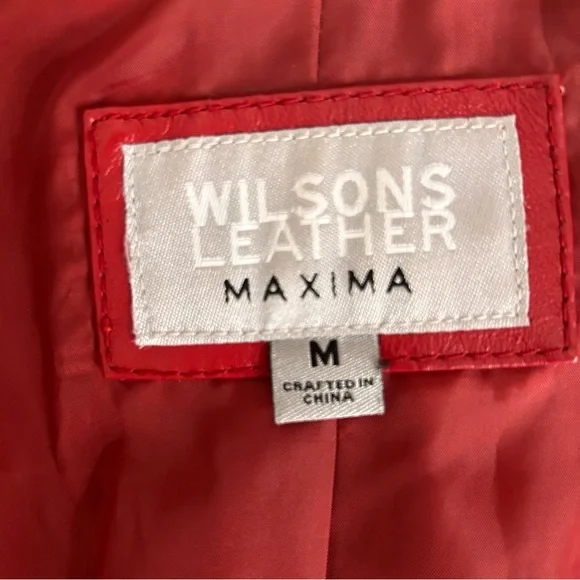 Wilsons Vintage Leather Women’s Red Moto Jacket Sleeve Zippers Size Medium - Picture 10 of 15